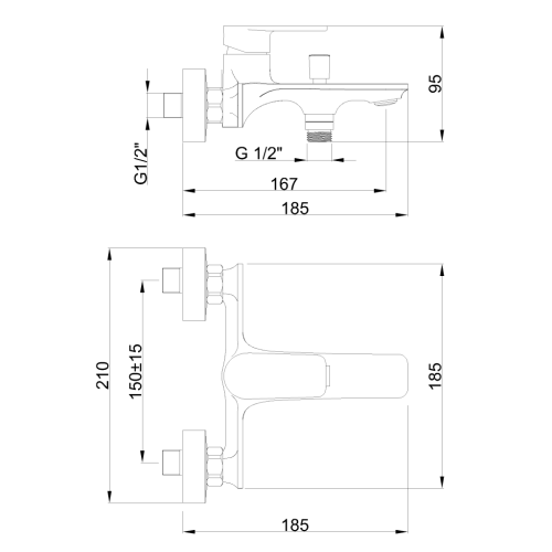 Invena RIKIA fali kádtöltő csaptelep, matt fekete BW-24-104-A
