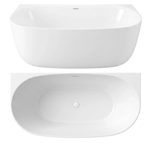 Rea Eris 160x80 cm szabadonálló kád falhoz fekete leeresztővel KPL-W6401
