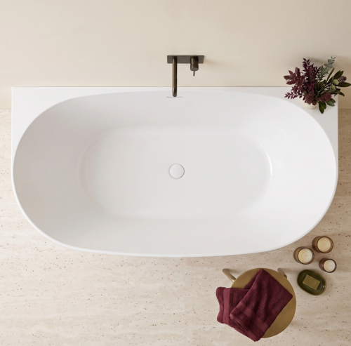 Rea Eris 170x80 cm szabadonálló kád falhoz fekete leeresztővel KPL-W6400