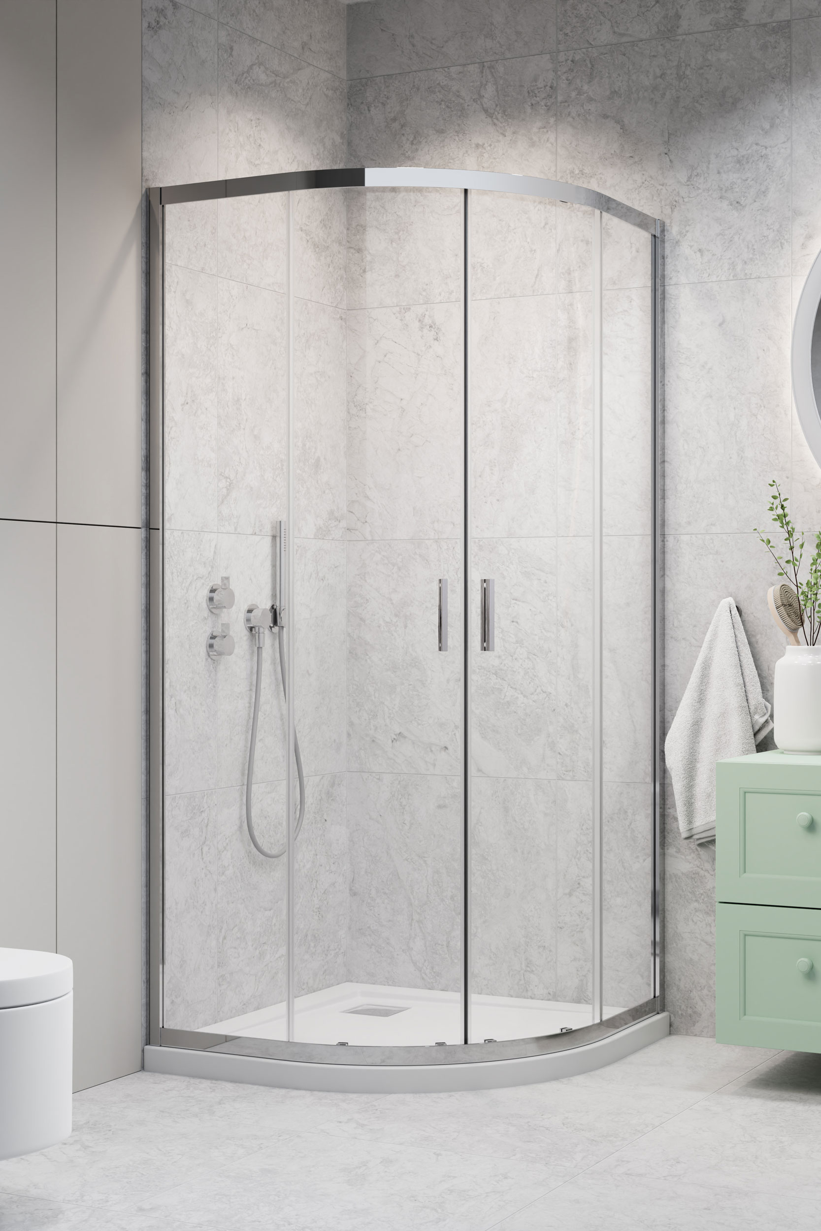 Radaway Alienta A 80x80 cm íves zuhanykabin, króm 10228080-01-01