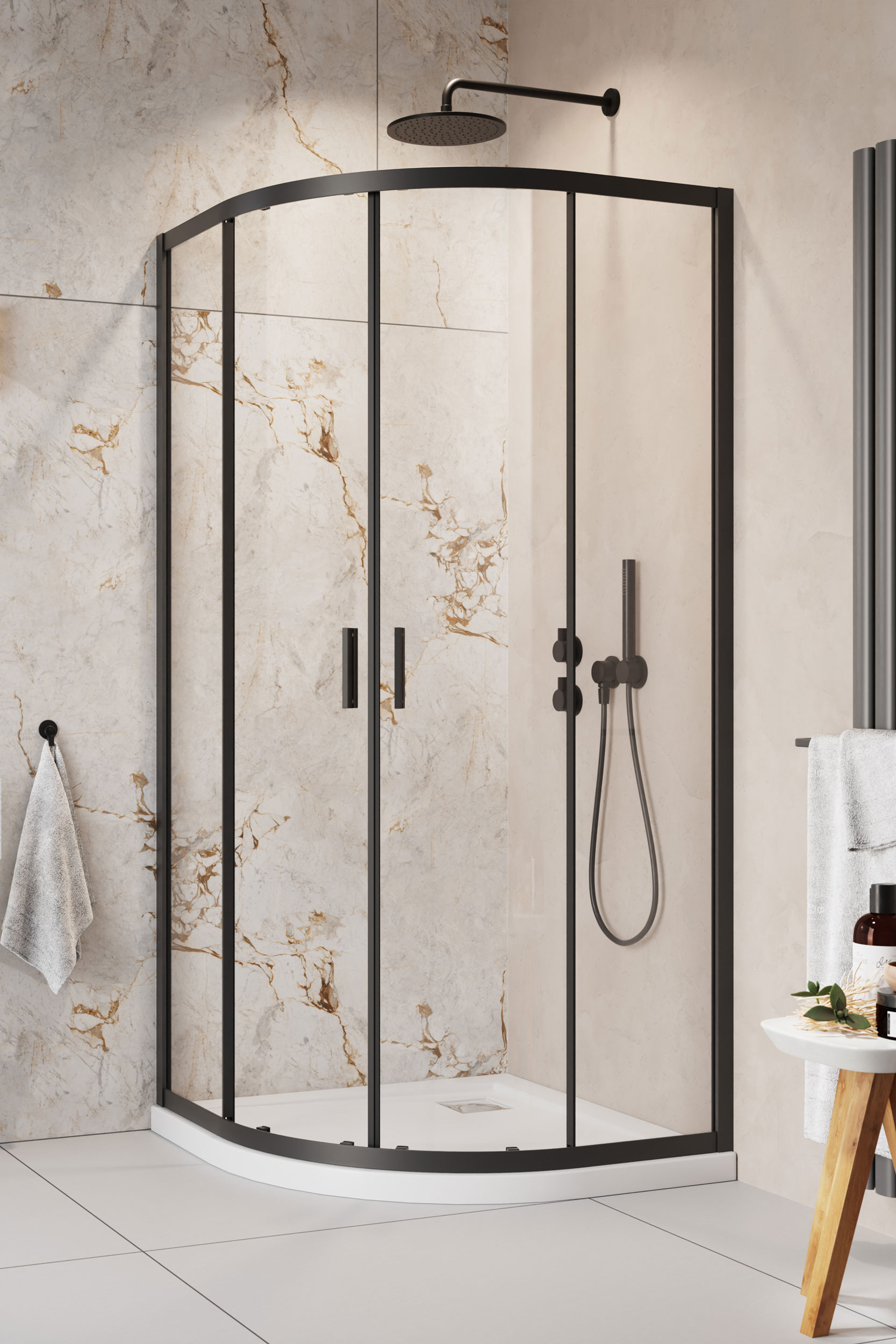 Radaway Alienta Black E 80x100 cm íves zuhanykabin, fekete 10248010-54-01