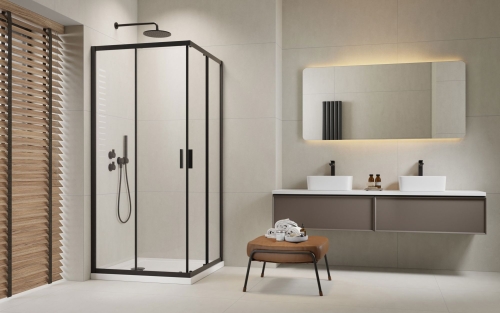Radaway Alienta Black D 80x100 cm szögletes zuhanykabin, fekete 10258010-54-01