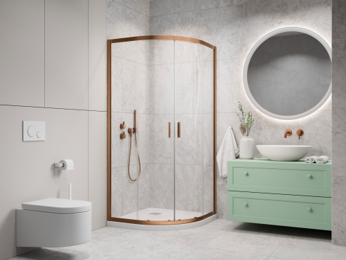 Radaway Alienta Brushed Copper A 80x80 cm íves zuhanykabin, szálcsiszolt réz 10228080-93-01
