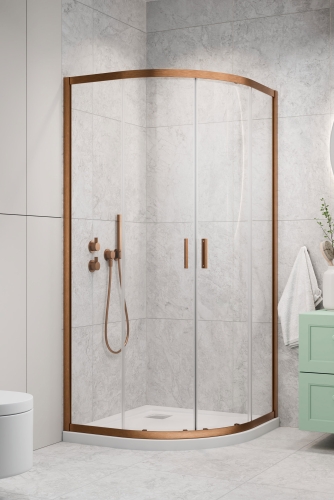 Radaway Alienta Brushed Copper A 90x90 cm íves zuhanykabin, szálcsiszolt réz 10229090-93-01