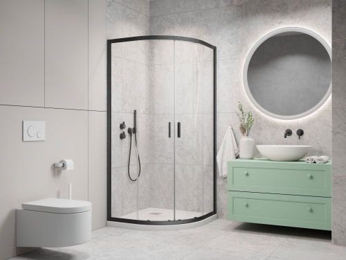 Radaway Alienta Brushed GunMetal A 90x90 cm íves zuhanykabin, szálcsiszolt fegyvermetál 10229090-92-01