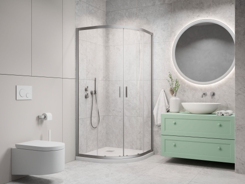 Radaway Alienta Brushed Nickel E 80x90 cm íves zuhanykabin, szálcsiszolt króm 10248090-91-01