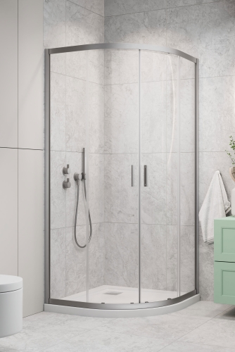 Radaway Alienta Brushed Nickel E 80x90 cm íves zuhanykabin, szálcsiszolt króm 10248090-91-01