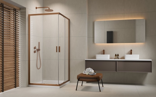 Radaway Alienta Brushed Copper C 90x90 cm szögletes zuhanykabin, szálcsiszolt réz 10239090-93-01
