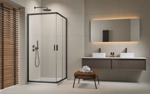 Radaway Alienta Brushed GunMetal D 80x90 cm szögletes zuhanykabin, szálcsiszolt fegyvermetál 10258090-92-01