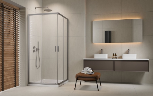 Radaway Alienta Brushed Nickel C 90x90 cm szögletes zuhanykabin, szálcsiszolt króm 10239090-91-01