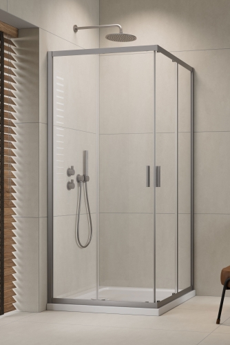 Radaway Alienta Brushed Nickel D 80x90 cm szögletes zuhanykabin, szálcsiszolt króm 10258090-91-01