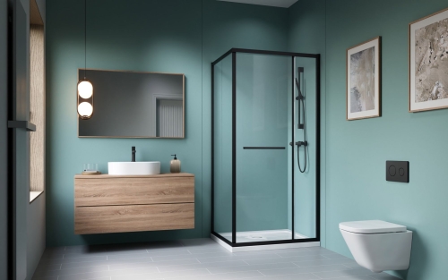 Radaway Alienta Black SD II 90x80 cm szögletes zuhanykabin, fekete 10192980-54-01