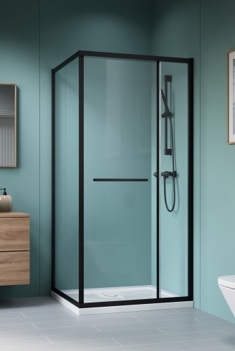Radaway Alienta Black SD II 90x80 cm szögletes zuhanykabin, fekete 10192980-54-01