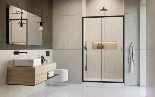 Radaway Alienta Black DWJ 110 cm zuhanyajtó, fekete 10260110-54-01
