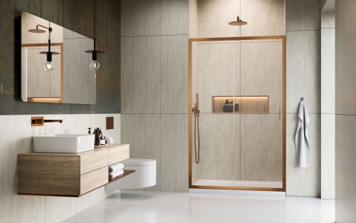 Radaway Alienta Brushed Copper DWJ 120 cm zuhanyajtó, szálcsiszolt réz 10260120-93-01