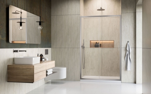 Radaway Alienta Brushed Nickel DWJ 130 cm zuhanyajtó, szálcsiszolt króm 10260130-91-01
