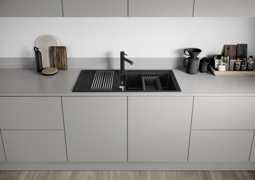 Blanco Adira XL 6S Silgranit csepptálcás mosogató acél ráccsal 100x50 cm, fekete 527617