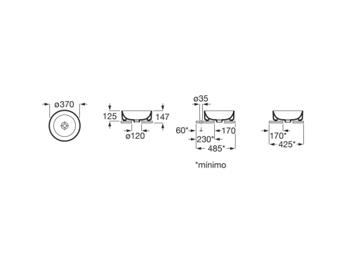 Roca Ona 37 cm pultra ültethető FINECERAMIC mosdó, matt fehér A32768J620