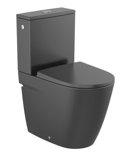 Roca Ona rimless monoblokkos wc csésze, matt fekete A342688080