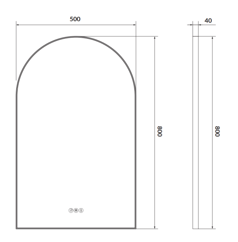 Cersanit CREA II 50x80 cm tükör LED világítással, matt fekete S1058-037