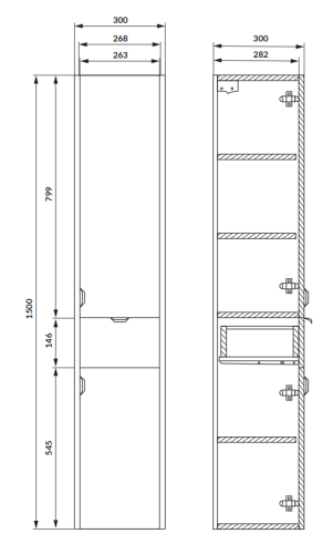 Cersanit OVIDA 30 cm magas kiegészítő szekrény, hickory tölgy S1058-012