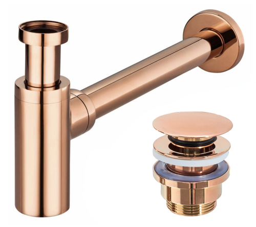 Rea mosdószifon click-clack leeresztő szeleppel, rose gold REA-A8541