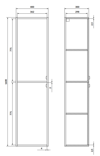 Cersanit ATRATO 40 cm magas kiegészítő szekrény, matt fehér S1026-001