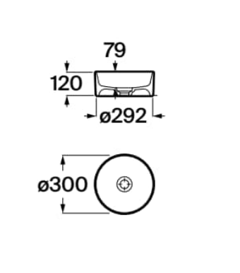 Roca Terra pultra ültethető FINECERAMIC mosdó 30 cm, fehér A32787U000