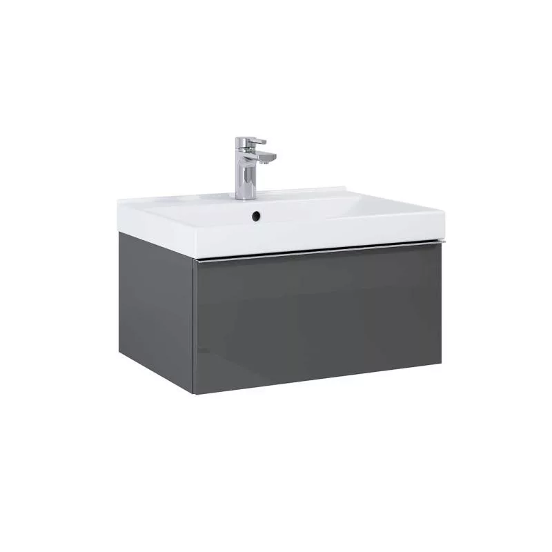AREZZO design MONTEREY 60 cm-es alsószekrény 1 fiókkal szifonkivágással magasfényű antracit, AR-167076
