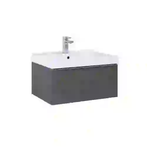 AREZZO design MONTEREY 60 cm-es alsószekrény 1 fiókkal szifonkivágással magasfényű antracit, AR-167076