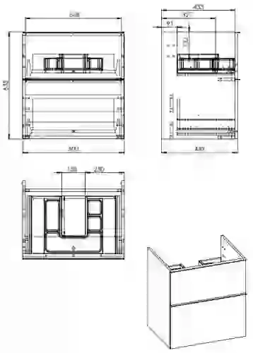 AREZZO design MONTEREY 60 cm-es alsószekrény 2 fiókkal szifonkivágással, magasfényű fehér AR-167077