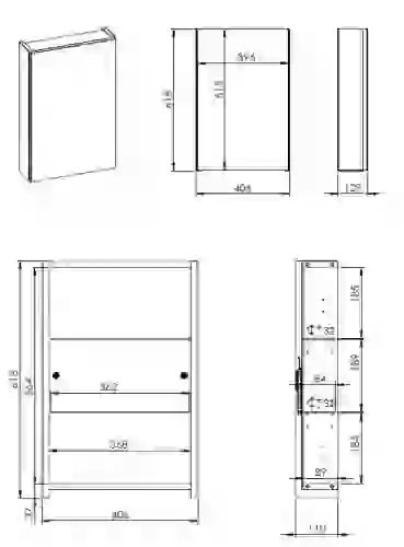 AREZZO design BASIC 40 tükrös szekrény 1 ajtó AR-904651