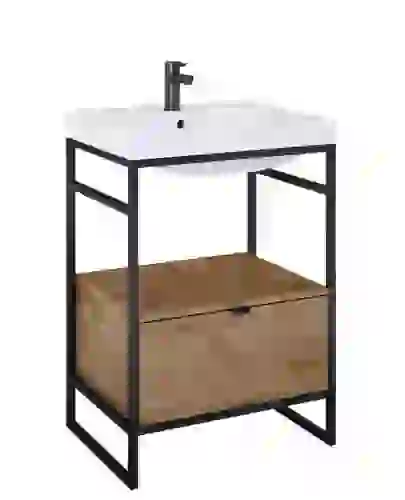 AREZZO design NEBO alsószekrény 60 cm-es, 1 fiókkal, canela tölgy, matt fekete AR-168431SET
