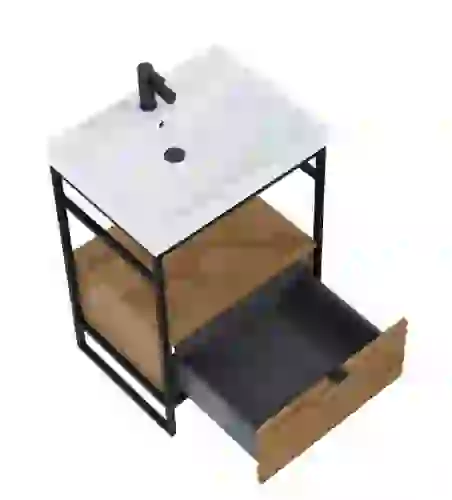 AREZZO design NEBO alsószekrény 60 cm-es, 1 fiókkal, canela tölgy, matt fekete AR-168431SET