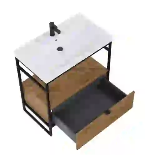 AREZZO design NEBO alsószekrény 80 cm-es, 1 fiókkal, canela tölgy, matt fekete AR-168432SET