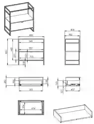 AREZZO design NEBO alsószekrény 80 cm-es, 1 fiókkal, canela tölgy, matt fekete AR-168432SET