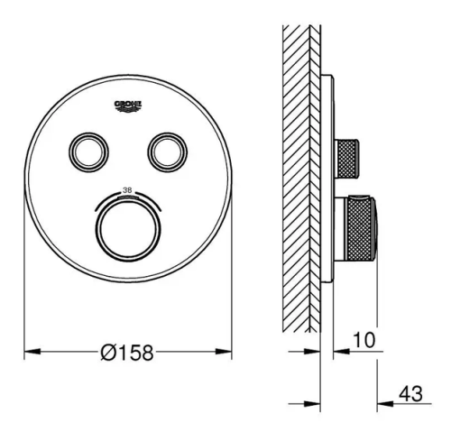 Grohe Grohtherm SmartControl termosztátos színkészlet 2 fogyasztóhoz, matt fekete 291192430