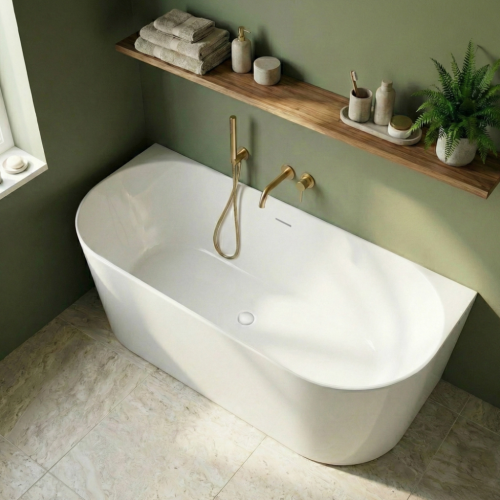 Rea CAPRI SLIM 150x75 cm falhoz tolható szabadon álló kád, fehér REA-W0503