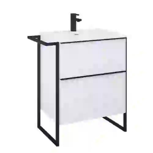 AREZZO design MONTEREY 80 cm-es alsószekrény 2 fiókkal szifonkivágással magasfényű fehér AR-167081