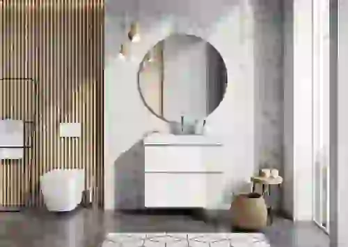 AREZZO design MONTEREY 100 cm-es alsószekrény 2 fiókkal szifonkivágással magasfényű fehér AR-167085