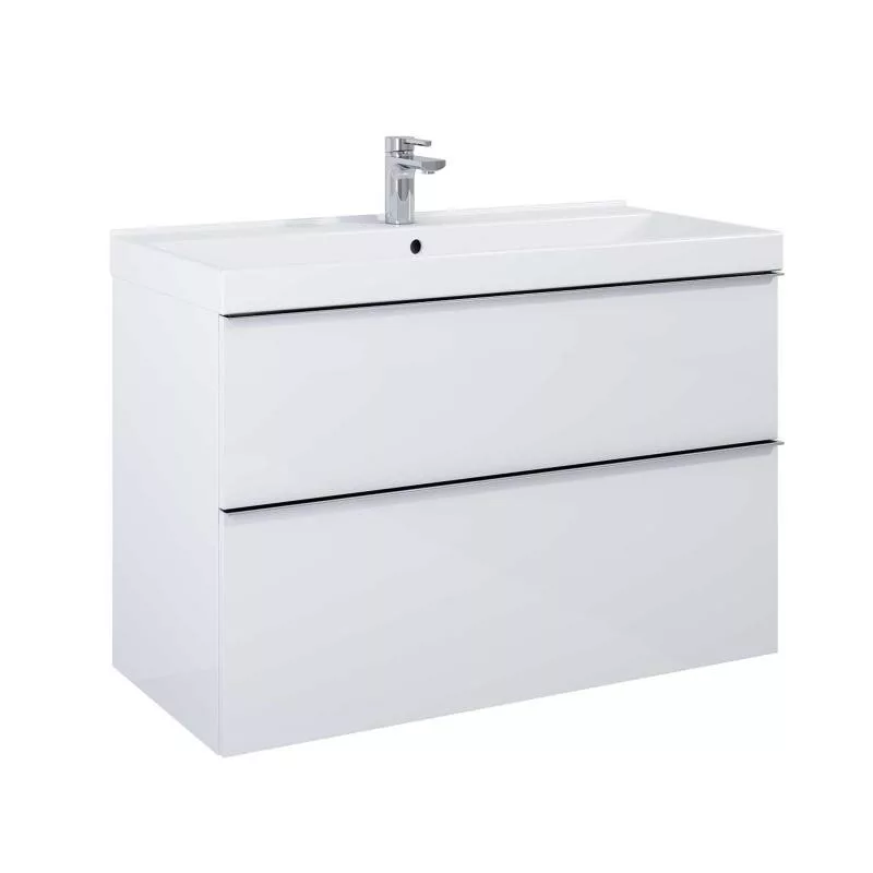 AREZZO design MONTEREY 100 cm-es alsószekrény 2 fiókkal szifonkivágással magasfényű fehér AR-167085