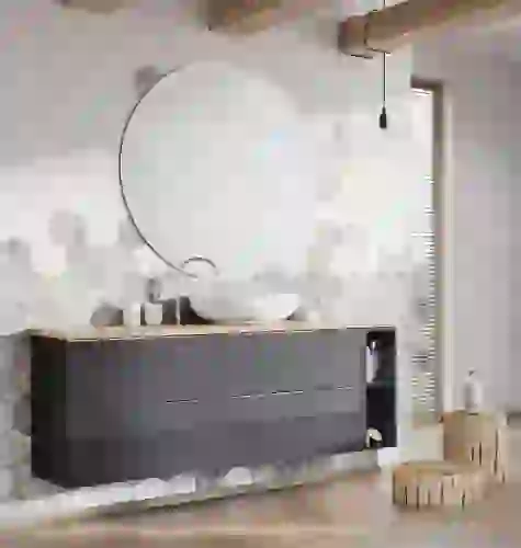 AREZZO design MONTEREY 100 cm-es alsószekrény 2 fiókkal szifonkivágással magasfényű antracit AR-167086