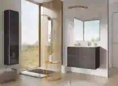 AREZZO design MONTEREY 100 cm-es alsószekrény 2 fiókkal szifonkivágással magasfényű antracit AR-167086