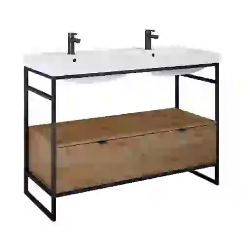 AREZZO design NEBO alsószekrény 120 cm-es, 2 fiókkal, canela tölgy, matt fekete AR-168434SET