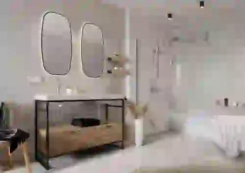AREZZO design NEBO alsószekrény 120 cm-es, 2 fiókkal, canela tölgy, matt fekete AR-168434SET