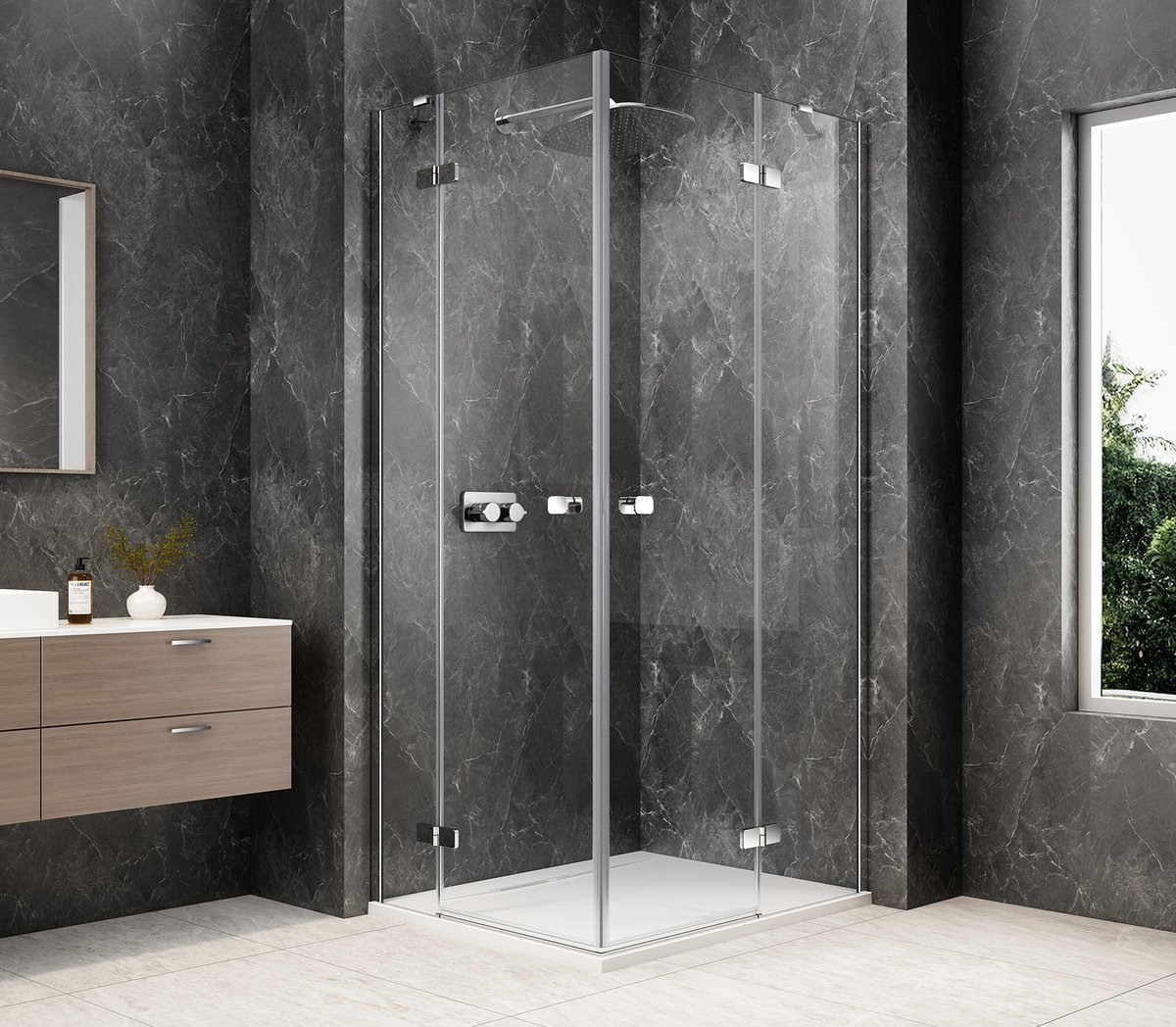 Sapho Polysan GLOBE CHROME sarokbelépős zuhanykabin, 1200x1000mm, transparent üveg GB5200C